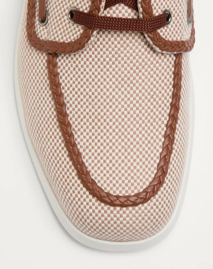 Valentino Sandals Man Palm Avenue Canvas And Nappa Boat Shoe For Man In Multicolourtobacco Multicolourtobacco Valentino Sandals Man Palm Avenue Canvas And Nappa Boat Shoe For Man In Multicolourtobacco Multicolourtobacco