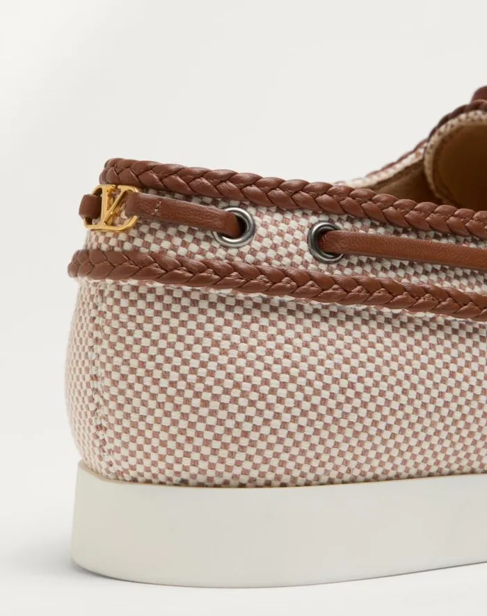 Valentino Sandals Man Palm Avenue Canvas And Nappa Boat Shoe For Man In Multicolourtobacco Multicolourtobacco Valentino Sandals Man Palm Avenue Canvas And Nappa Boat Shoe For Man In Multicolourtobacco Multicolourtobacco