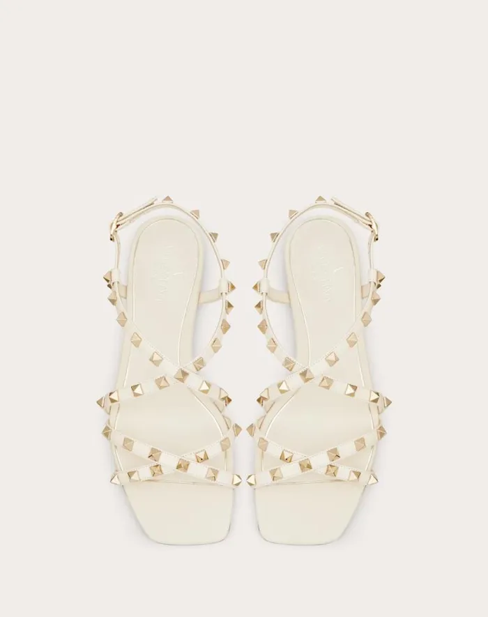 Valentino Sandals Woman Calfskin Rockstud Sandal With Straps For Woman In Rose Cannelle Rose Cannelle Valentino Sandals Woman Calfskin Rockstud Sandal With Straps For Woman In Rose Cannelle Rose Cannelle