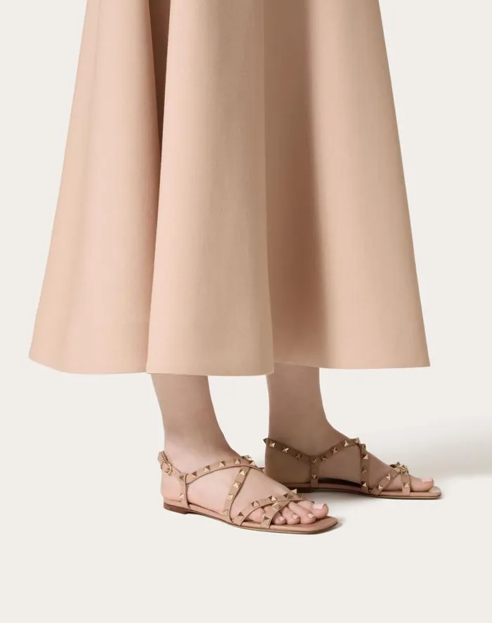 Valentino Sandals Woman Calfskin Rockstud Sandal With Straps For Woman In Rose Cannelle Rose Cannelle Valentino Sandals Woman Calfskin Rockstud Sandal With Straps For Woman In Rose Cannelle Rose Cannelle