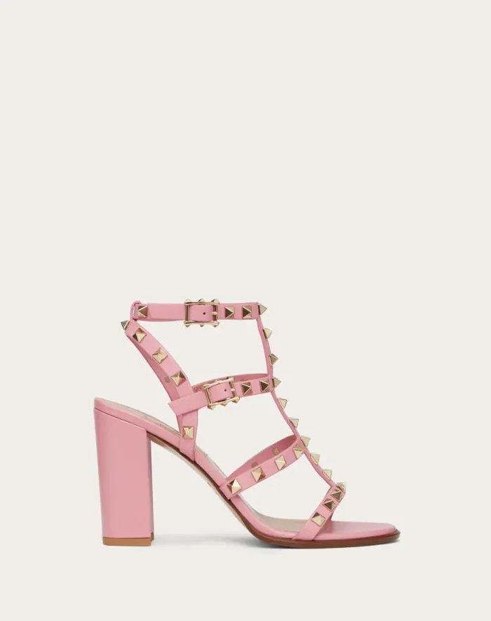 Valentino Sandals Woman Rockstud Ankle Strap Sandal 90 Mm For Woman In Poudre Poudre Valentino Sandals Woman Rockstud Ankle Strap Sandal 90 Mm For Woman In Poudre Poudre