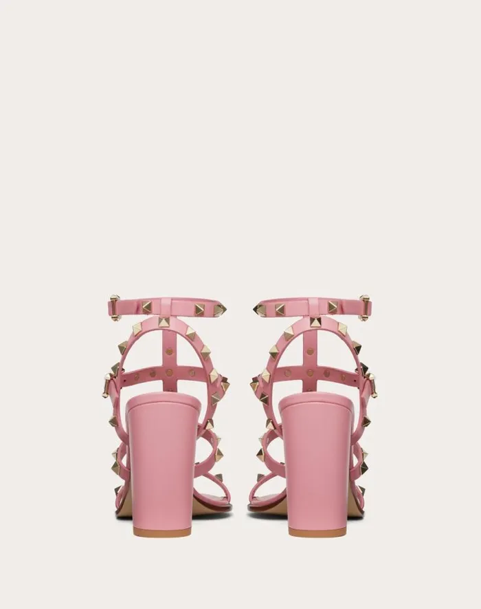 Valentino Sandals Woman Rockstud Ankle Strap Sandal 90 Mm For Woman In Poudre Poudre Valentino Sandals Woman Rockstud Ankle Strap Sandal 90 Mm For Woman In Poudre Poudre