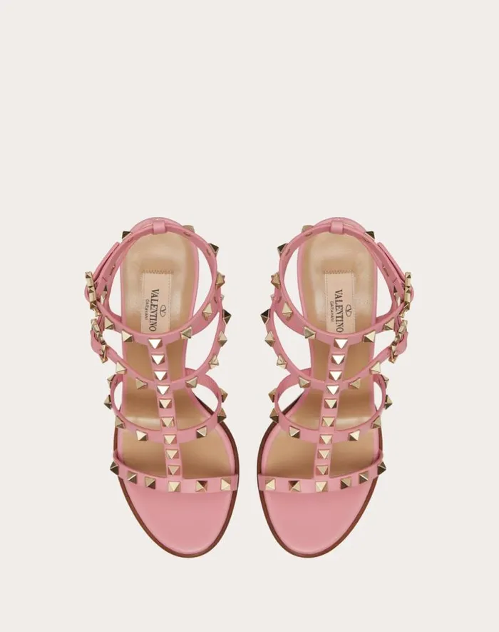 Valentino Sandals Woman Rockstud Ankle Strap Sandal 90 Mm For Woman In Poudre Poudre Valentino Sandals Woman Rockstud Ankle Strap Sandal 90 Mm For Woman In Poudre Poudre