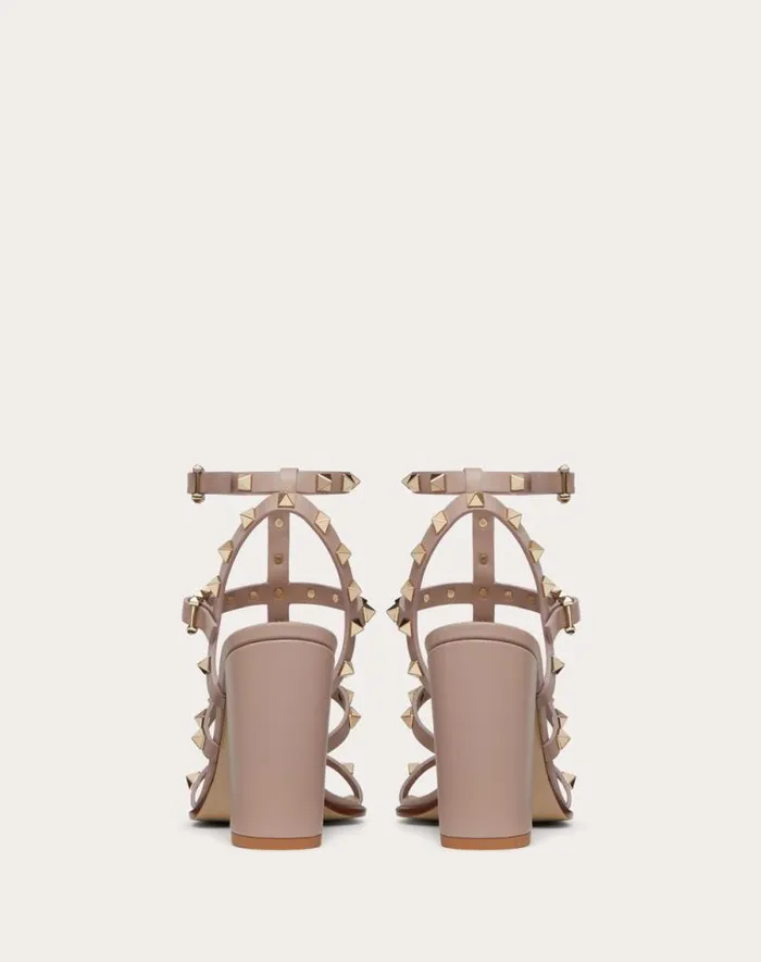 Valentino Sandals Woman Rockstud Ankle Strap Sandal 90 Mm For Woman In Poudre Poudre Valentino Sandals Woman Rockstud Ankle Strap Sandal 90 Mm For Woman In Poudre Poudre