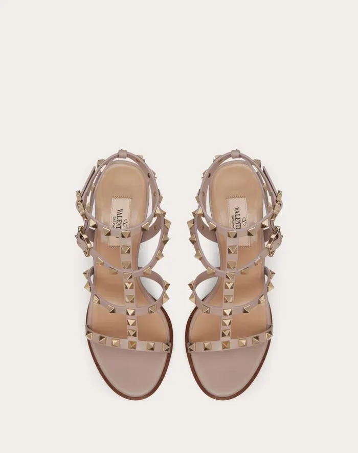 Valentino Sandals Woman Rockstud Ankle Strap Sandal 90 Mm For Woman In Poudre Poudre Valentino Sandals Woman Rockstud Ankle Strap Sandal 90 Mm For Woman In Poudre Poudre