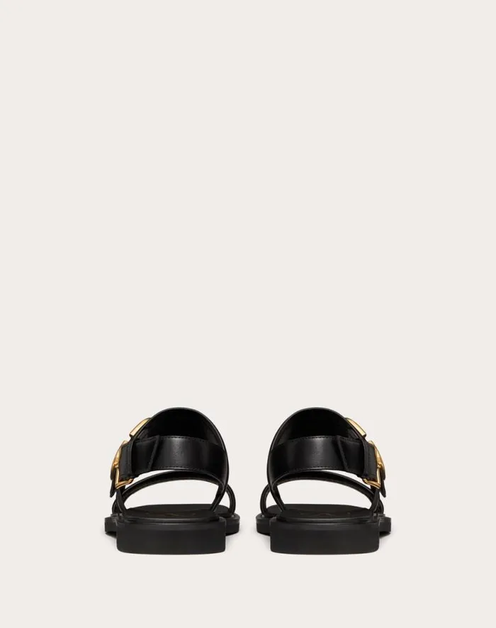 Valentino Sandals Woman Vlogo Signature Calfskin Sandal For Woman In Black Black Valentino Sandals Woman Vlogo Signature Calfskin Sandal For Woman In Black Black