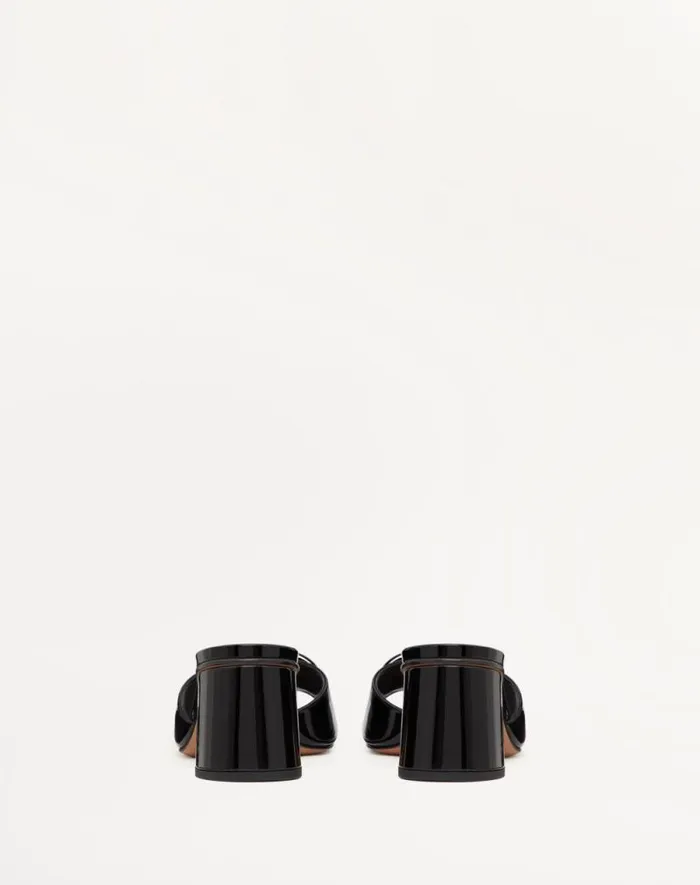 Valentino Sandals Woman Vlogo Signature Patent Leather Slide Sandal 60mm For Woman In Black Black Valentino Sandals Woman Vlogo Signature Patent Leather Slide Sandal 60mm For Woman In Black Black