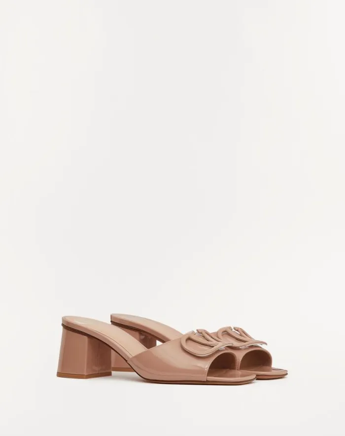 Valentino Sandals Woman Vlogo Signature Patent Leather Slide Sandal 60mm For Woman In Black Black Valentino Sandals Woman Vlogo Signature Patent Leather Slide Sandal 60mm For Woman In Black Black