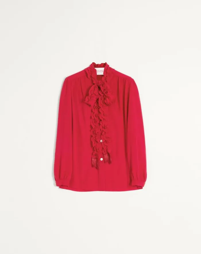 Valentino Shirts And Tops Woman Crepe De Chine Shirt For Woman In Red Red Valentino Shirts And Tops Woman Crepe De Chine Shirt For Woman In Red Red