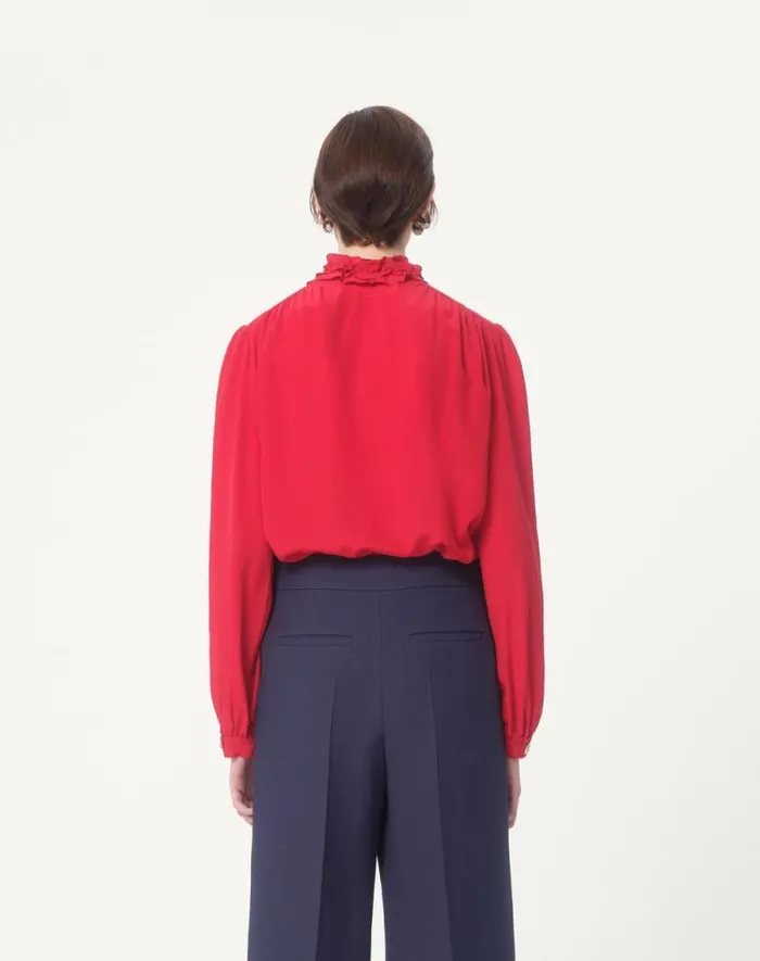 Valentino Shirts And Tops Woman Crepe De Chine Shirt For Woman In Red Red Valentino Shirts And Tops Woman Crepe De Chine Shirt For Woman In Red Red
