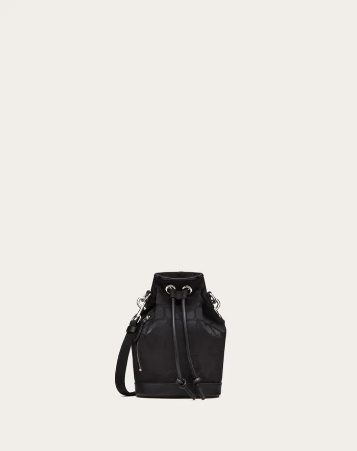 Valentino Shoulder Bags Man Mini Black Iconographe Nylon Bucket Bag For Man In Black Black Valentino Shoulder Bags Man Mini Black Iconographe Nylon Bucket Bag For Man In Black Black