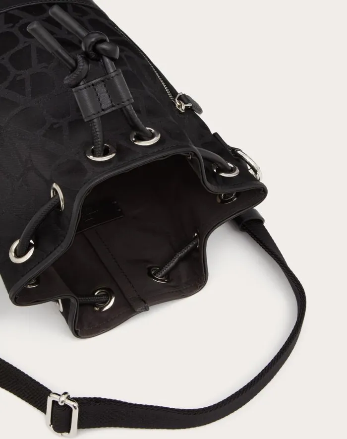 Valentino Shoulder Bags Man Mini Black Iconographe Nylon Bucket Bag For Man In Black Black Valentino Shoulder Bags Man Mini Black Iconographe Nylon Bucket Bag For Man In Black Black