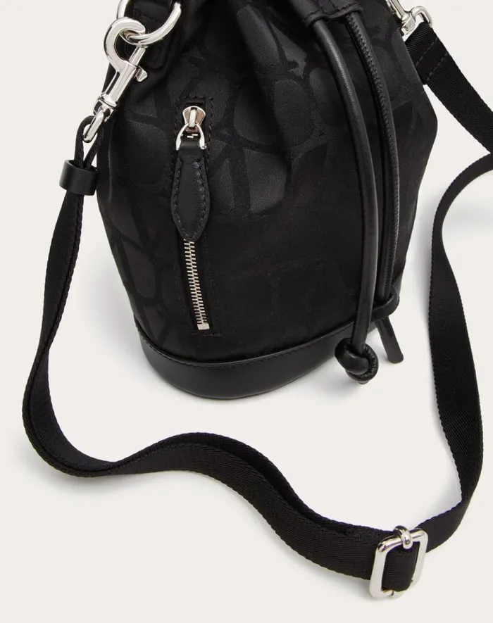 Valentino Shoulder Bags Man Mini Black Iconographe Nylon Bucket Bag For Man In Black Black Valentino Shoulder Bags Man Mini Black Iconographe Nylon Bucket Bag For Man In Black Black