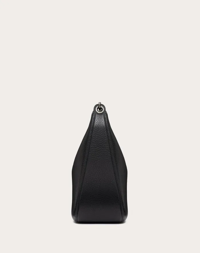 Valentino Shoulder Bags Man Vlogo Moon Medium Grainy Calfskin Hobo Bag With Chain For Man In Black Black Valentino Shoulder Bags Man Vlogo Moon Medium Grainy Calfskin Hobo Bag With Chain For Man In Black Black
