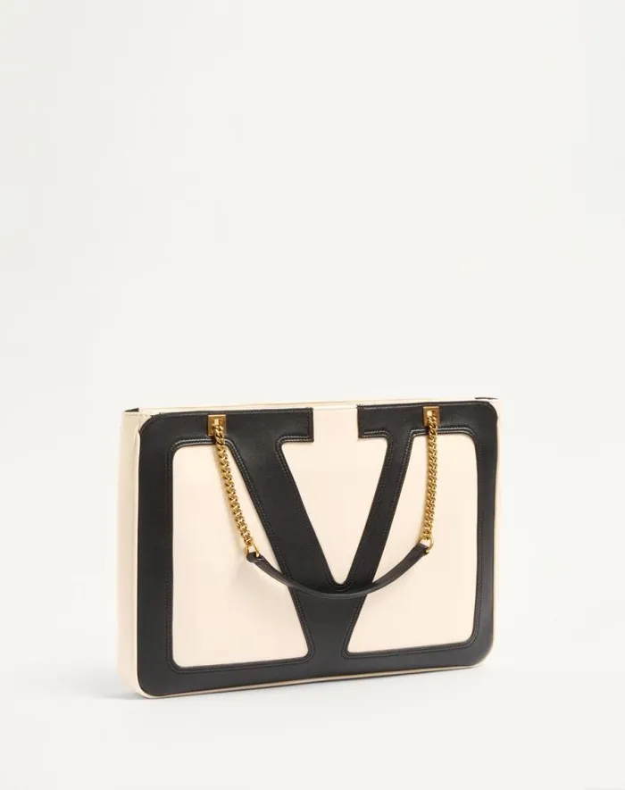 Valentino Shoulder Bags WomanMan Valentino Garavani Viva Superstar Medium Nappa Leather Shopping Bag For Woman In Ivoryblack Ivoryblack