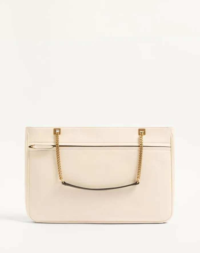Valentino Shoulder Bags WomanMan Valentino Garavani Viva Superstar Medium Nappa Leather Shopping Bag For Woman In Ivoryblack Ivoryblack