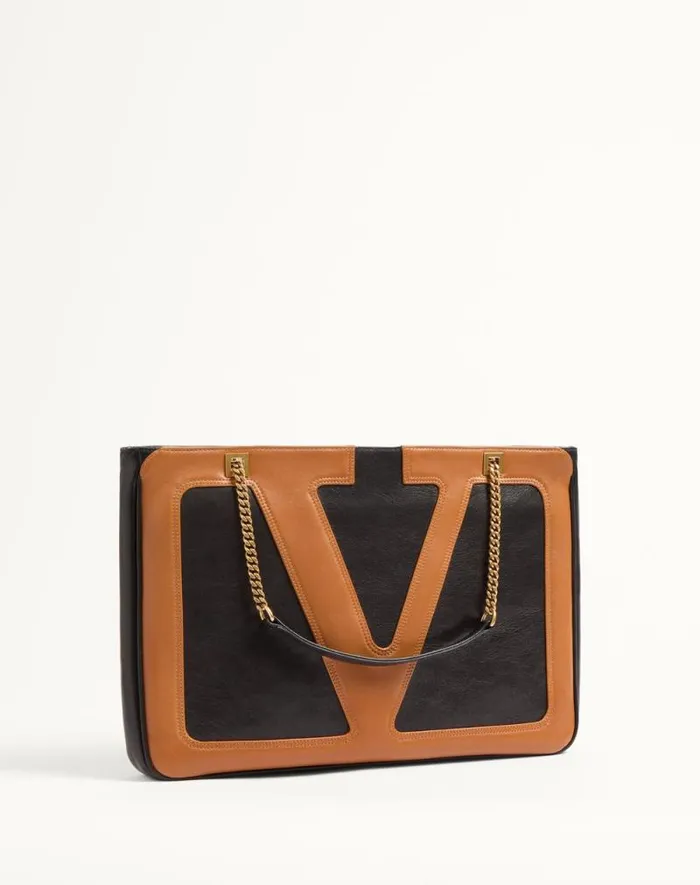 Valentino Shoulder Bags WomanMan Valentino Garavani Viva Superstar Medium Nappa Leather Shopping Bag For Woman In Ivoryblack Ivoryblack