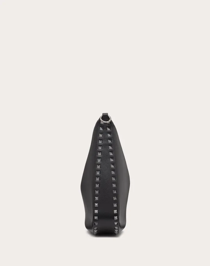 Valentino Shoulder Bags Woman Rockstud Hobo Bag In Grainy Calfskin For Woman In Black Black Valentino Shoulder Bags Woman Rockstud Hobo Bag In Grainy Calfskin For Woman In Black Black