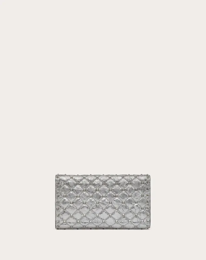 Valentino Shoulder Bags Woman Rockstud Spike Metallic Lambskin Shoulder Bag For Woman In Silver Silver Valentino Shoulder Bags Woman Rockstud Spike Metallic Lambskin Shoulder Bag For Woman In Silver Silver