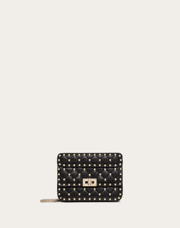 Valentino Shoulder Bags Woman Small Nappa Rockstud Spike Bag For Woman In Black Black Valentino Shoulder Bags Woman Small Nappa Rockstud Spike Bag For Woman In Black Black