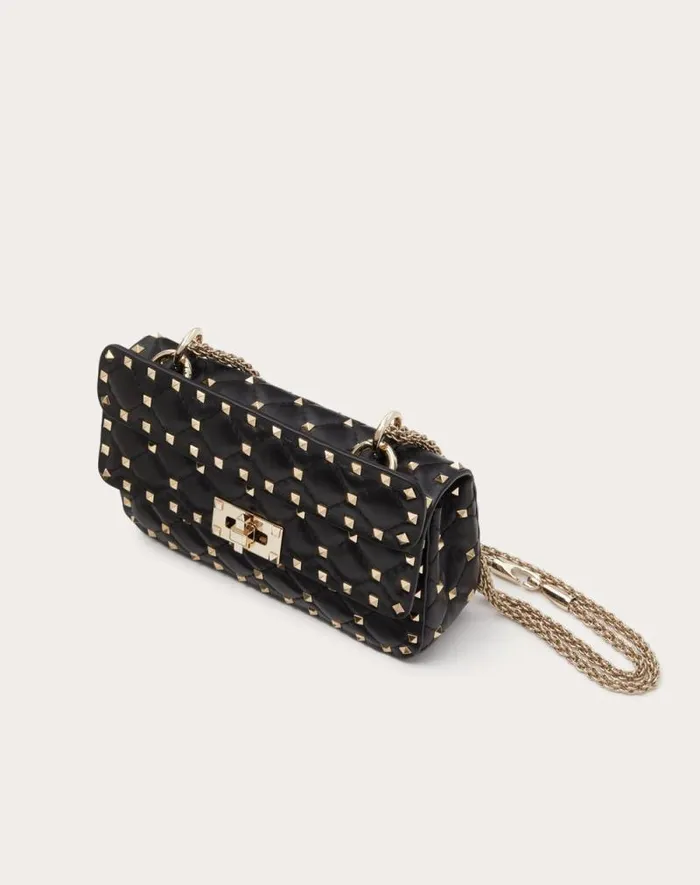 Valentino Shoulder Bags Woman Small Nappa Rockstud Spike Bag For Woman In Black Black Valentino Shoulder Bags Woman Small Nappa Rockstud Spike Bag For Woman In Black Black
