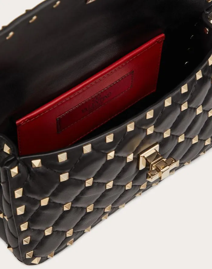 Valentino Shoulder Bags Woman Small Nappa Rockstud Spike Bag For Woman In Black Black Valentino Shoulder Bags Woman Small Nappa Rockstud Spike Bag For Woman In Black Black