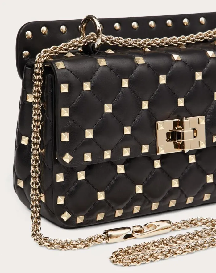 Valentino Shoulder Bags Woman Small Nappa Rockstud Spike Bag For Woman In Black Black Valentino Shoulder Bags Woman Small Nappa Rockstud Spike Bag For Woman In Black Black