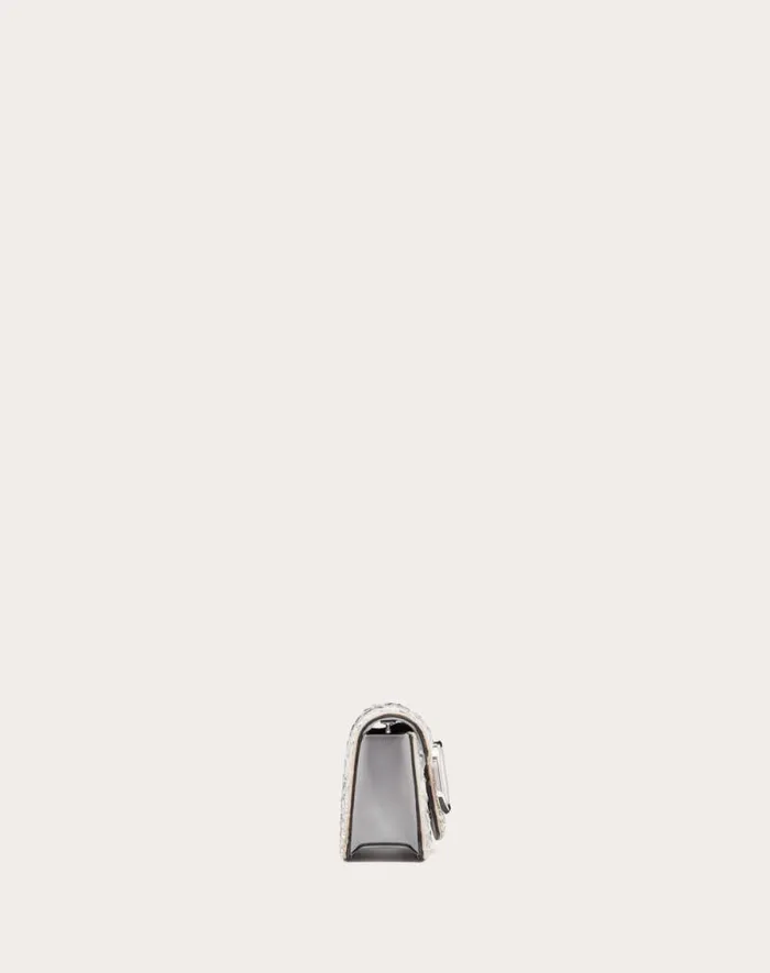 Valentino Shoulder Bags Woman Small Valentino Garavani Loc Shoulder Bag With Crystals For Woman In Silver Silver Valentino Shoulder Bags Woman Small Valentino Garavani Loc Shoulder Bag With Crystals For Woman In Silver Silver