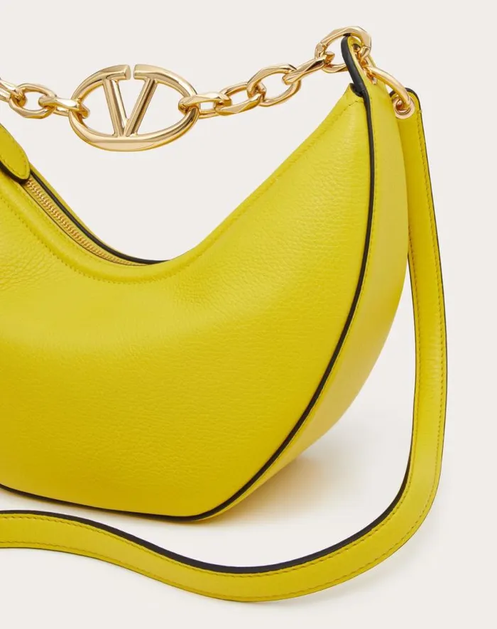 Valentino Shoulder Bags Woman Small Vlogo Moon Hobo Bag In Grainy Calfskin With Chain For Woman In Cedar Yellow Cedar Yellow Valentino Shoulder Bags Woman Small Vlogo Moon Hobo Bag In Grainy Calfskin With Chain For Woman In Cedar Yellow Cedar Yellow