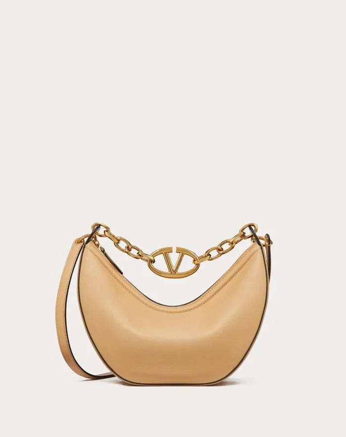 Valentino Shoulder Bags Woman Small Vlogo Moon Hobo Bag In Grainy Calfskin With Chain For Woman In Cedar Yellow Cedar Yellow Valentino Shoulder Bags Woman Small Vlogo Moon Hobo Bag In Grainy Calfskin With Chain For Woman In Cedar Yellow Cedar Yellow