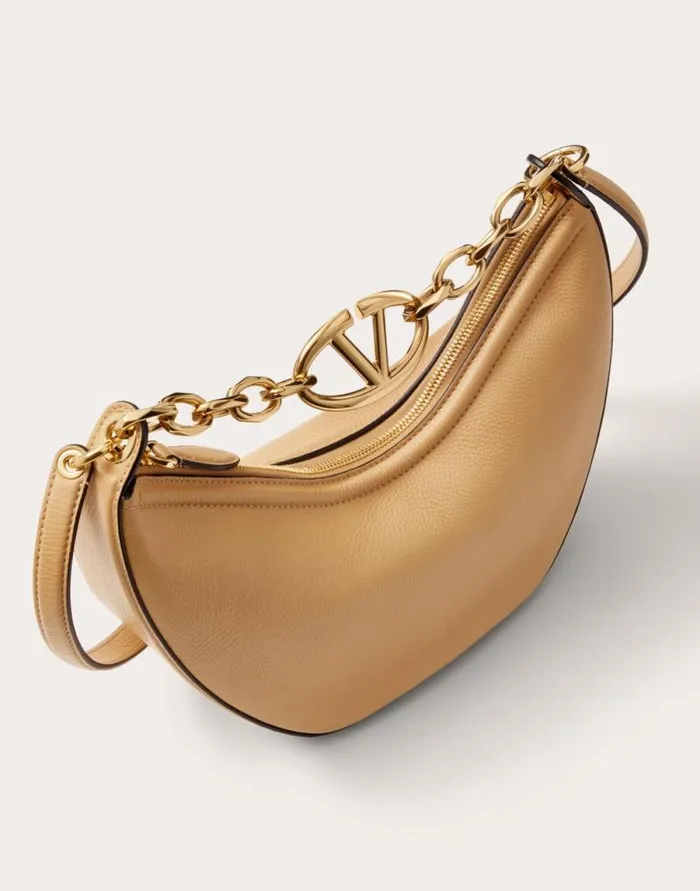 Valentino Shoulder Bags Woman Small Vlogo Moon Hobo Bag In Grainy Calfskin With Chain For Woman In Cedar Yellow Cedar Yellow Valentino Shoulder Bags Woman Small Vlogo Moon Hobo Bag In Grainy Calfskin With Chain For Woman In Cedar Yellow Cedar Yellow