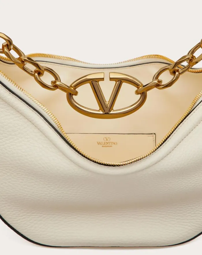 Valentino Shoulder Bags Woman Small Vlogo Moon Hobo Bag In Grainy Calfskin With Chain For Woman In Cedar Yellow Cedar Yellow Valentino Shoulder Bags Woman Small Vlogo Moon Hobo Bag In Grainy Calfskin With Chain For Woman In Cedar Yellow Cedar Yellow