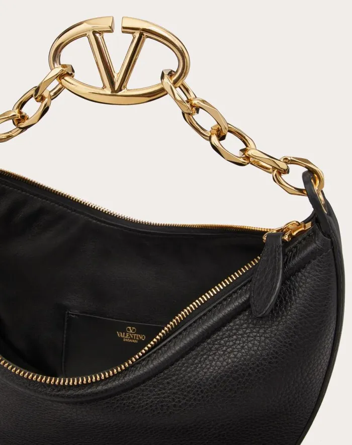 Valentino Shoulder Bags Woman Small Vlogo Moon Hobo Bag In Grainy Calfskin With Chain For Woman In Cedar Yellow Cedar Yellow Valentino Shoulder Bags Woman Small Vlogo Moon Hobo Bag In Grainy Calfskin With Chain For Woman In Cedar Yellow Cedar Yellow