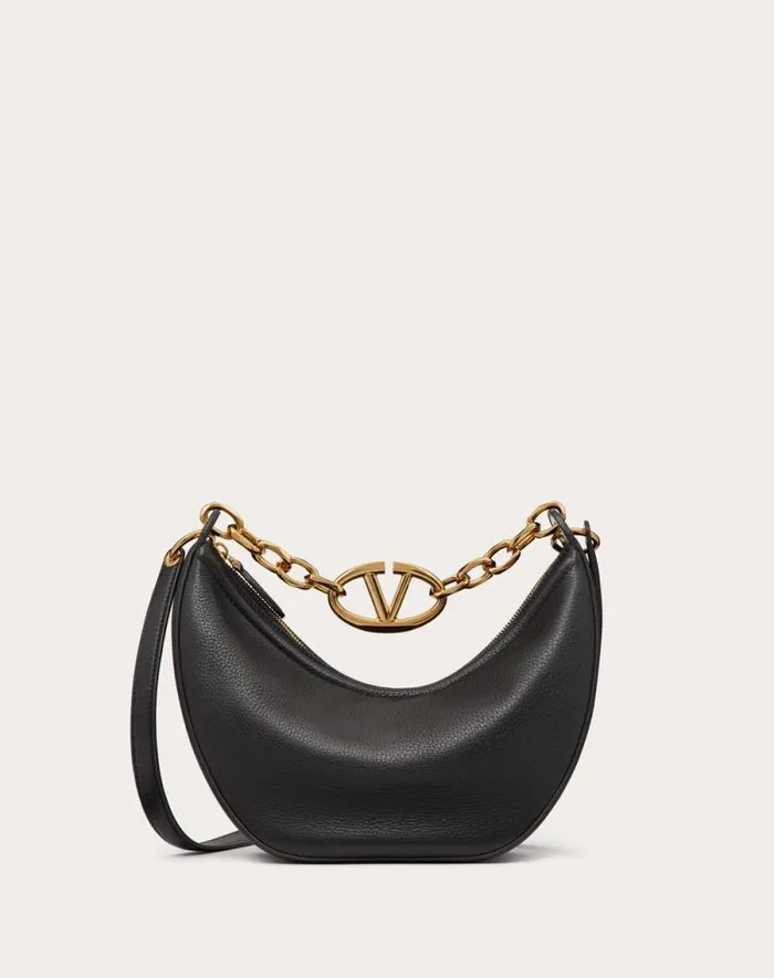Valentino Shoulder Bags Woman Small Vlogo Moon Hobo Bag In Grainy Calfskin With Chain For Woman In Cedar Yellow Cedar Yellow Valentino Shoulder Bags Woman Small Vlogo Moon Hobo Bag In Grainy Calfskin With Chain For Woman In Cedar Yellow Cedar Yellow