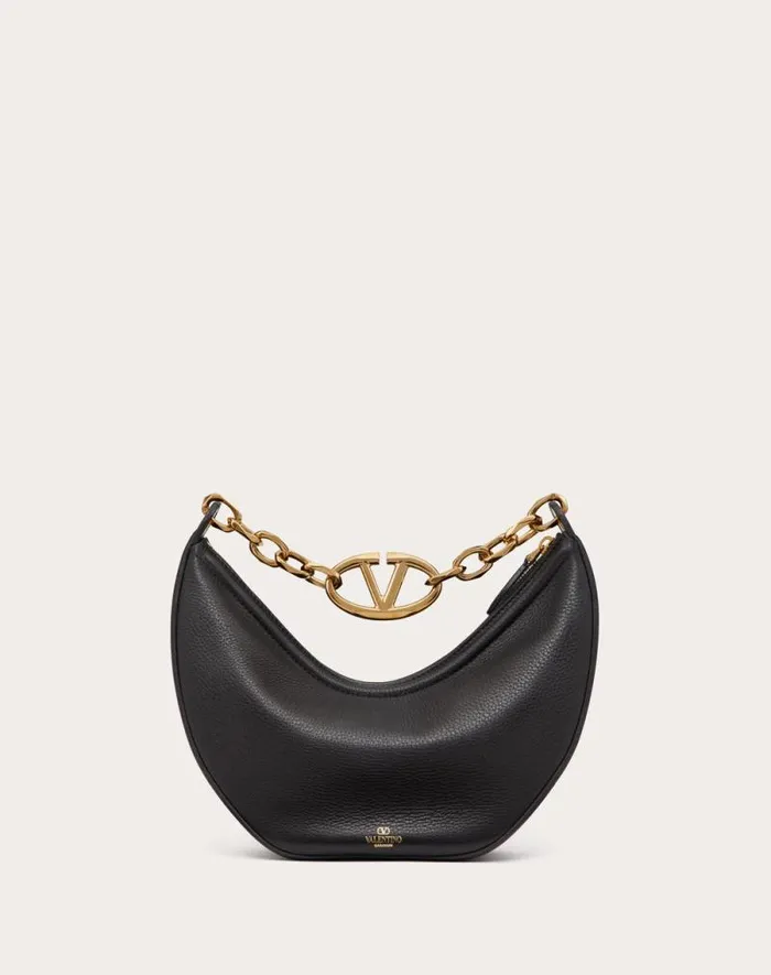 Valentino Shoulder Bags Woman Small Vlogo Moon Hobo Bag In Grainy Calfskin With Chain For Woman In Cedar Yellow Cedar Yellow Valentino Shoulder Bags Woman Small Vlogo Moon Hobo Bag In Grainy Calfskin With Chain For Woman In Cedar Yellow Cedar Yellow