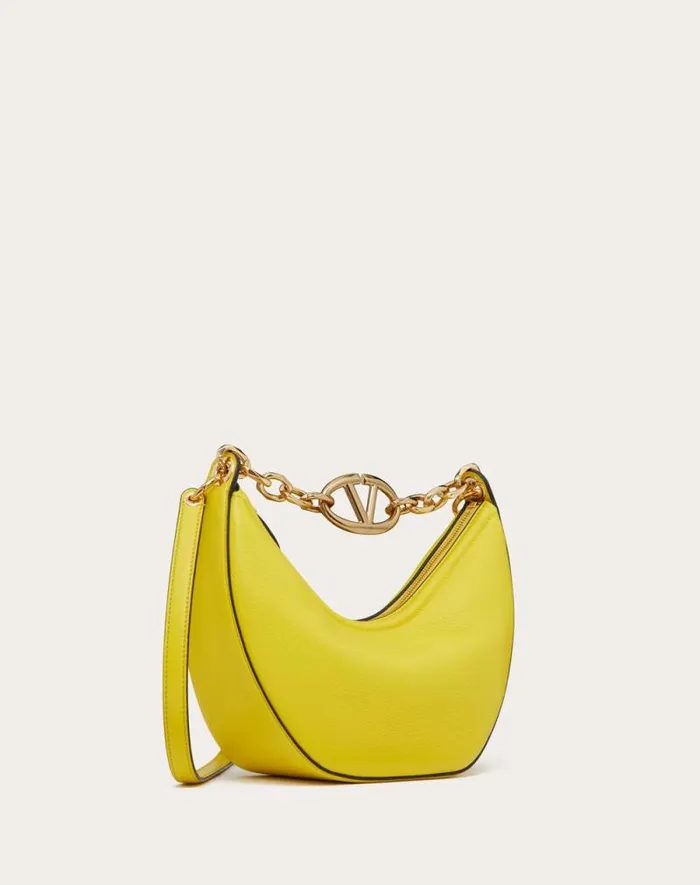 Valentino Shoulder Bags Woman Small Vlogo Moon Hobo Bag In Grainy Calfskin With Chain For Woman In Cedar Yellow Cedar Yellow Valentino Shoulder Bags Woman Small Vlogo Moon Hobo Bag In Grainy Calfskin With Chain For Woman In Cedar Yellow Cedar Yellow