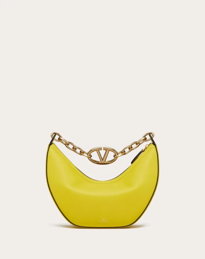 Valentino Shoulder Bags Woman Small Vlogo Moon Hobo Bag In Grainy Calfskin With Chain For Woman In Cedar Yellow Cedar Yellow Valentino Shoulder Bags Woman Small Vlogo Moon Hobo Bag In Grainy Calfskin With Chain For Woman In Cedar Yellow Cedar Yellow