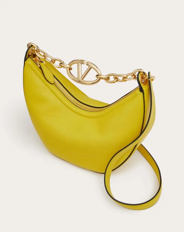 Valentino Shoulder Bags Woman Small Vlogo Moon Hobo Bag In Grainy Calfskin With Chain For Woman In Cedar Yellow Cedar Yellow Valentino Shoulder Bags Woman Small Vlogo Moon Hobo Bag In Grainy Calfskin With Chain For Woman In Cedar Yellow Cedar Yellow
