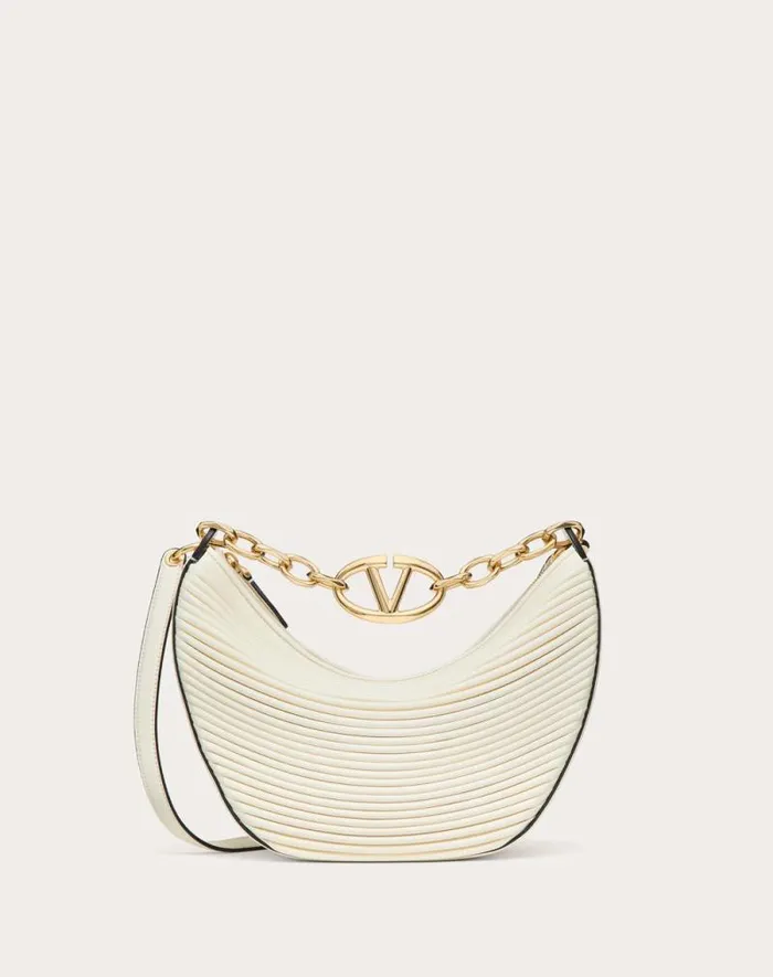 Valentino Shoulder Bags Woman Small Vlogo Moon Hobo Bag In Nappa Leather With Chain For Woman In Ivory Ivory Valentino Shoulder Bags Woman Small Vlogo Moon Hobo Bag In Nappa Leather With Chain For Woman In Ivory Ivory