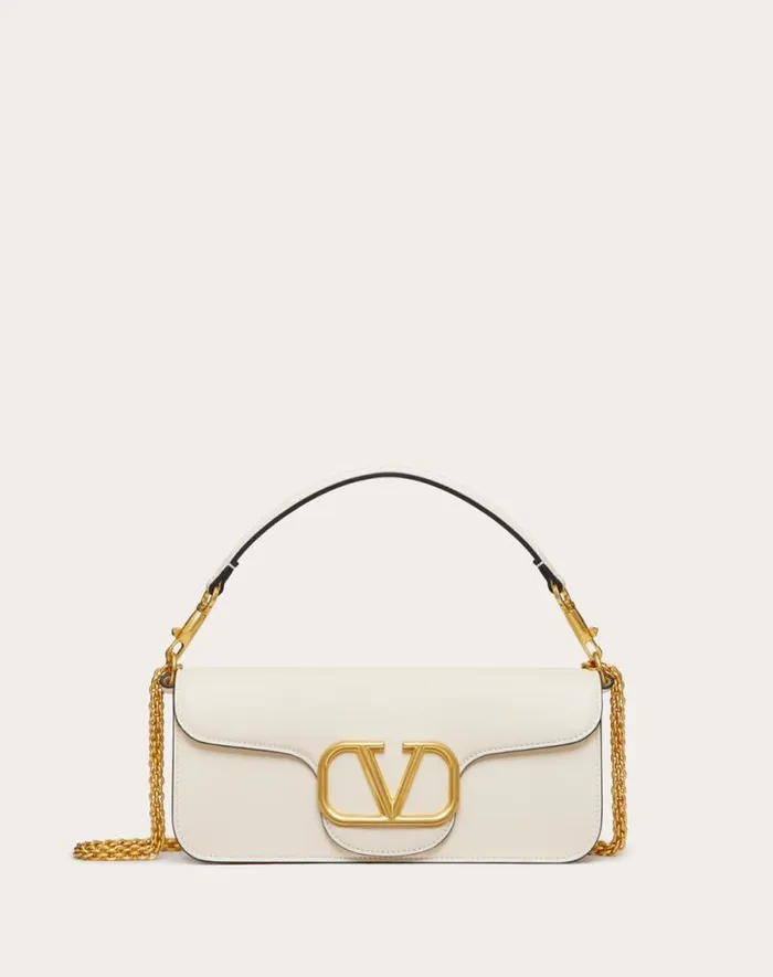 Valentino Shoulder Bags Woman Valentino Garavani Loc Calfskin Shoulder Bag For Woman In Light Ivory Light Ivory Valentino Shoulder Bags Woman Valentino Garavani Loc Calfskin Shoulder Bag For Woman In Light Ivory Light Ivory