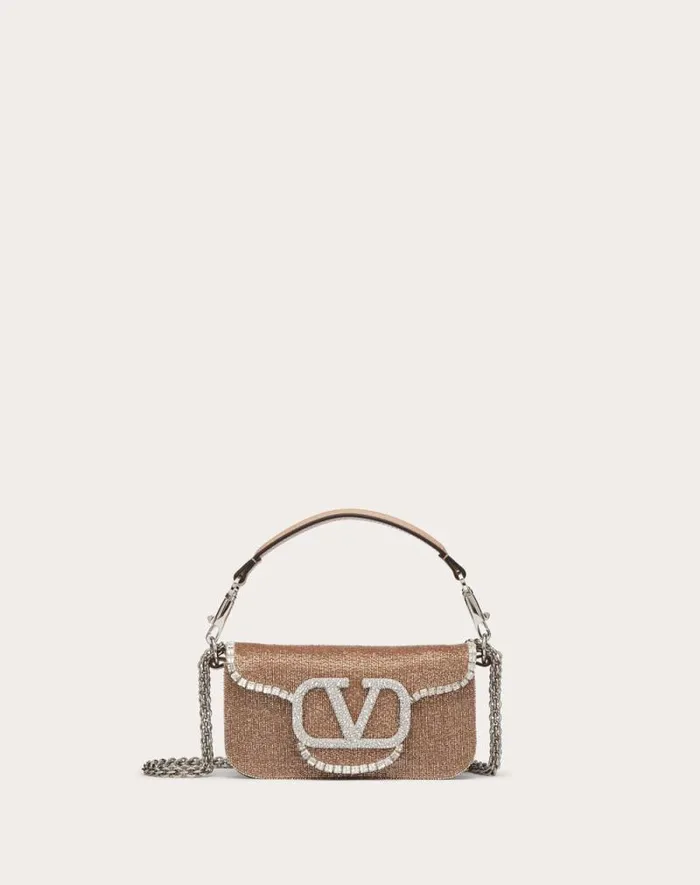 Valentino Shoulder Bags Woman Valentino Garavani Loc Embroidered Small Shoulder Bag For Woman In Crystal Crystal Valentino Shoulder Bags Woman Valentino Garavani Loc Embroidered Small Shoulder Bag For Woman In Crystal Crystal