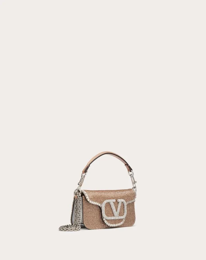 Valentino Shoulder Bags Woman Valentino Garavani Loc Embroidered Small Shoulder Bag For Woman In Crystal Crystal Valentino Shoulder Bags Woman Valentino Garavani Loc Embroidered Small Shoulder Bag For Woman In Crystal Crystal