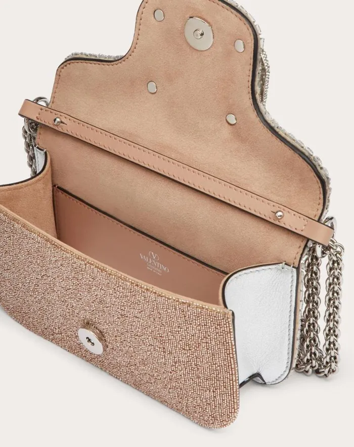 Valentino Shoulder Bags Woman Valentino Garavani Loc Embroidered Small Shoulder Bag For Woman In Crystal Crystal Valentino Shoulder Bags Woman Valentino Garavani Loc Embroidered Small Shoulder Bag For Woman In Crystal Crystal