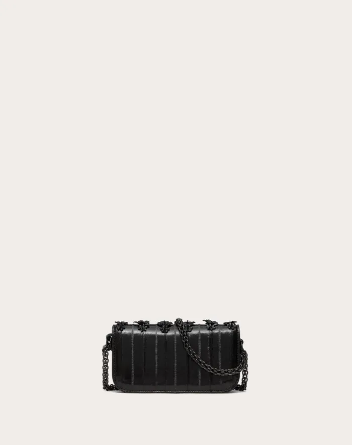 Valentino Shoulder Bags Woman Valentino Garavani Loc Small Shoulder Bag Embroidered In Eel For Woman In Black Black Valentino Shoulder Bags Woman Valentino Garavani Loc Small Shoulder Bag Embroidered In Eel For Woman In Black Black