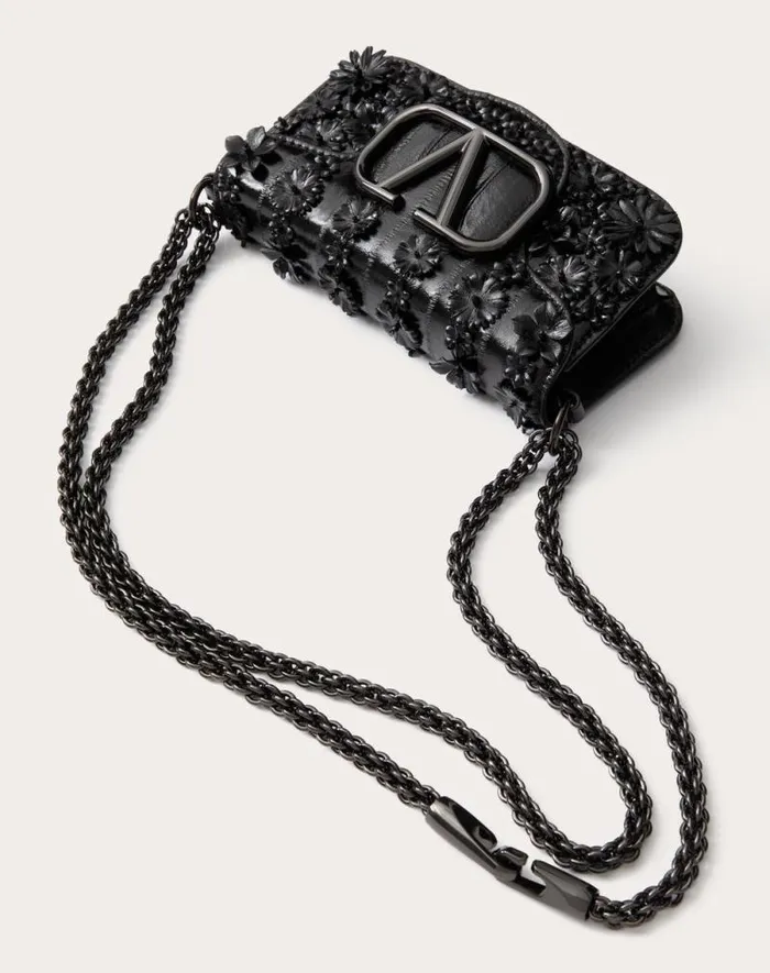 Valentino Shoulder Bags Woman Valentino Garavani Loc Small Shoulder Bag Embroidered In Eel For Woman In Black Black Valentino Shoulder Bags Woman Valentino Garavani Loc Small Shoulder Bag Embroidered In Eel For Woman In Black Black