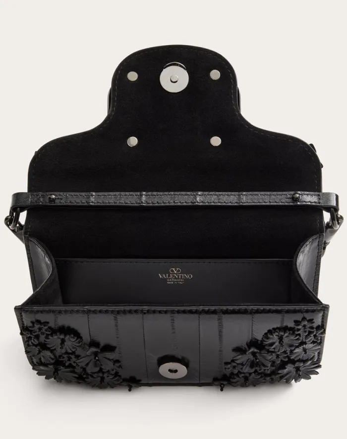 Valentino Shoulder Bags Woman Valentino Garavani Loc Small Shoulder Bag Embroidered In Eel For Woman In Black Black Valentino Shoulder Bags Woman Valentino Garavani Loc Small Shoulder Bag Embroidered In Eel For Woman In Black Black