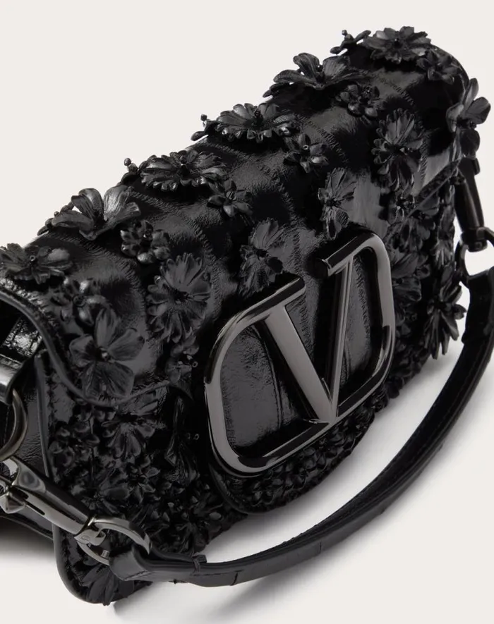 Valentino Shoulder Bags Woman Valentino Garavani Loc Small Shoulder Bag Embroidered In Eel For Woman In Black Black Valentino Shoulder Bags Woman Valentino Garavani Loc Small Shoulder Bag Embroidered In Eel For Woman In Black Black