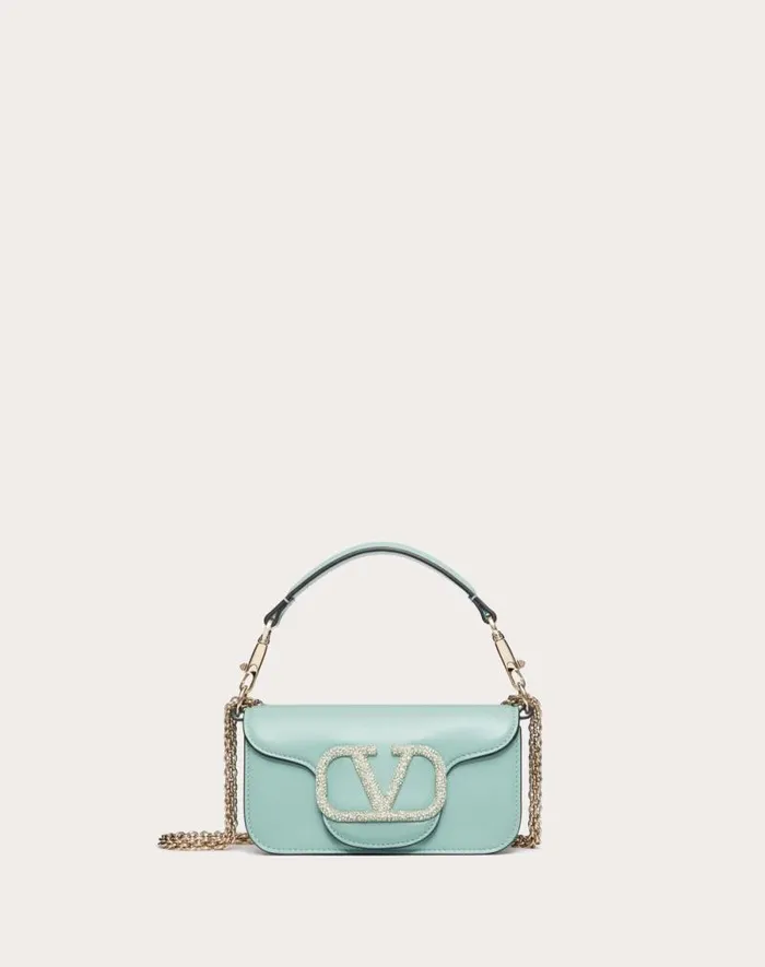 Valentino Shoulder Bags Woman Valentino Garavani Loc Small Shoulder Bag With Jewel Logo For Woman In Morning Dew Morning Dew Valentino Shoulder Bags Woman Valentino Garavani Loc Small Shoulder Bag With Jewel Logo For Woman In Morning Dew Morning Dew