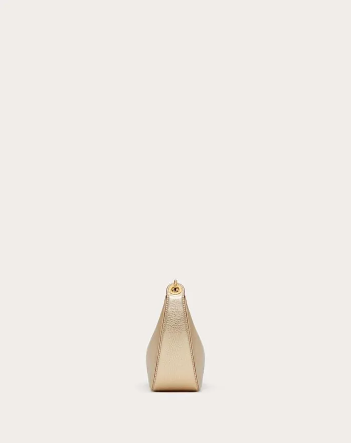 Valentino Shoulder Bags Woman Vlogo Moon Mini Hobo Bag In Metallic Calfskin With Chain For Woman In Gold Gold Valentino Shoulder Bags Woman Vlogo Moon Mini Hobo Bag In Metallic Calfskin With Chain For Woman In Gold Gold
