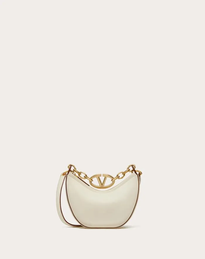 Valentino Shoulder Bags Woman Vlogo Moon Mini Hobo Bag In Nappa Leather With Chain For Woman In Ivory Ivory Valentino Shoulder Bags Woman Vlogo Moon Mini Hobo Bag In Nappa Leather With Chain For Woman In Ivory Ivory